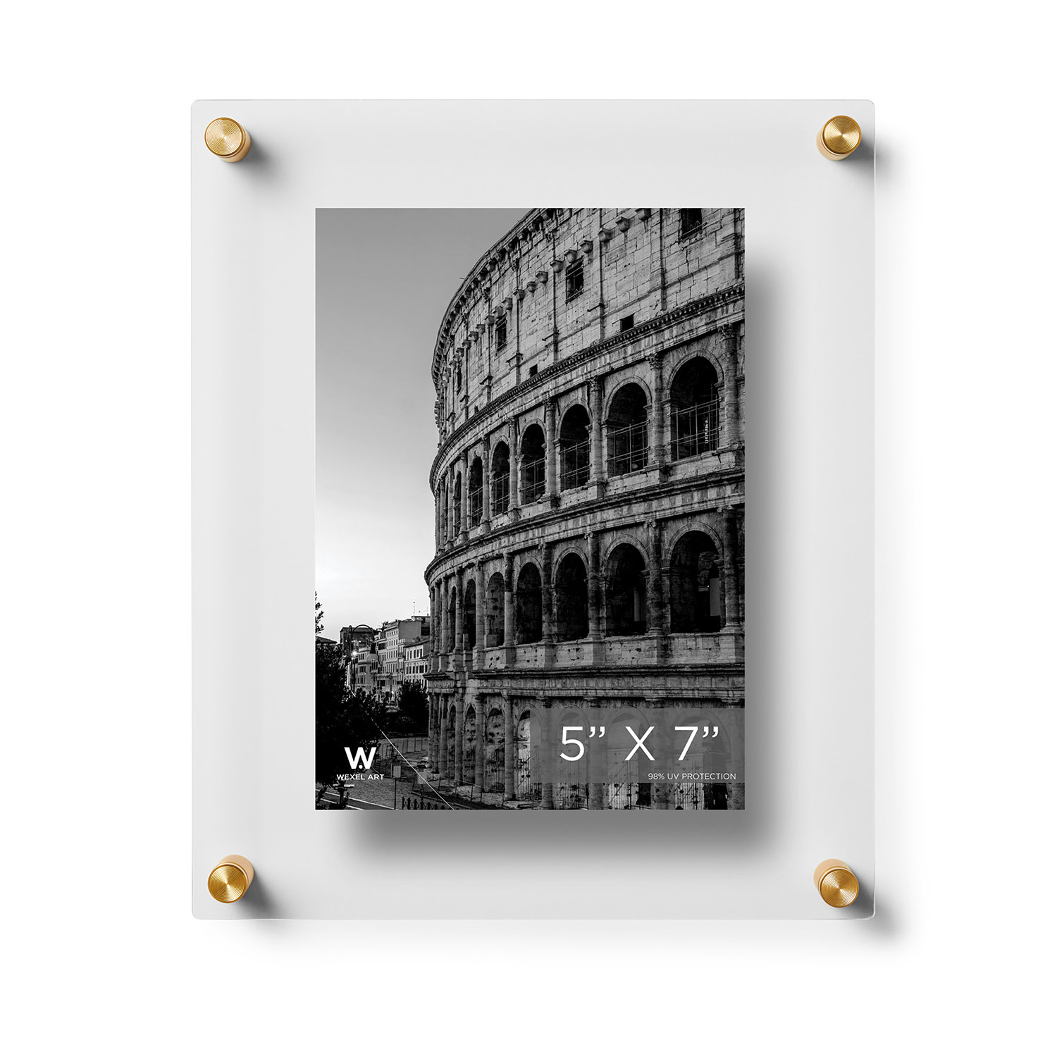 Acrylic Floating Picture Frame, Gold, 4" W x 6" H -  5" W x 7" H