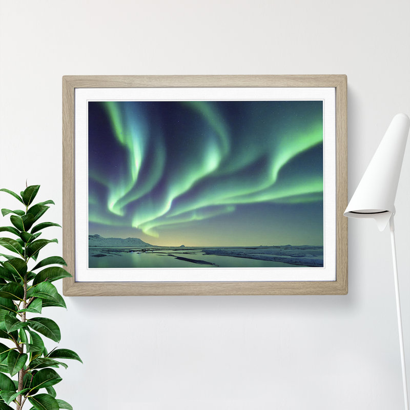 XH1022-7469X Righteous Aurora Borealis - Single Picture Frame Painting, Oak , 46cm H x 64cm W x 2cm D