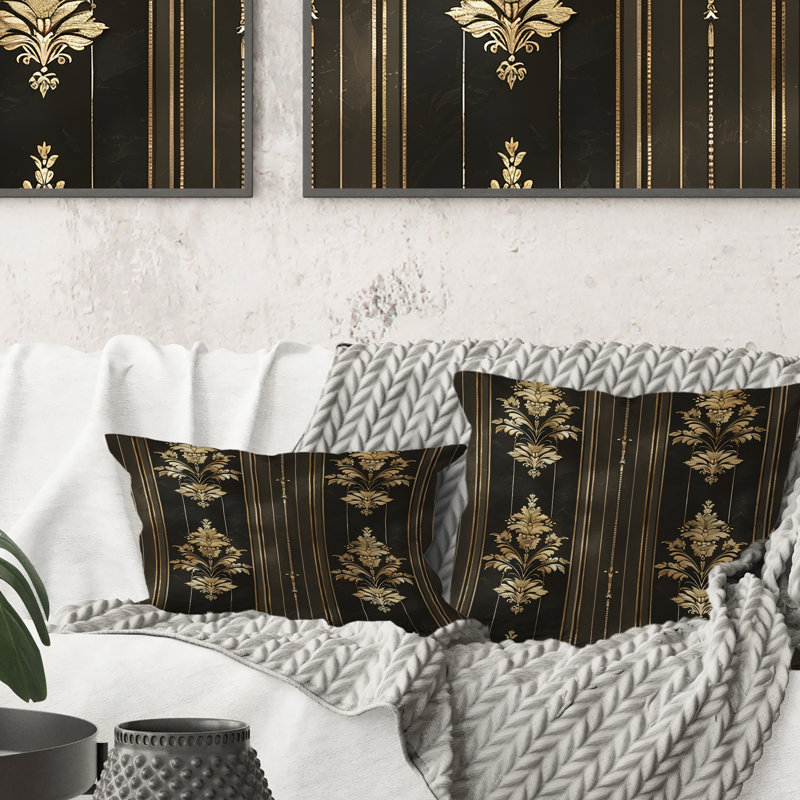 Coussin lombaire glamour Pinstripe I - Glam, Brun / or