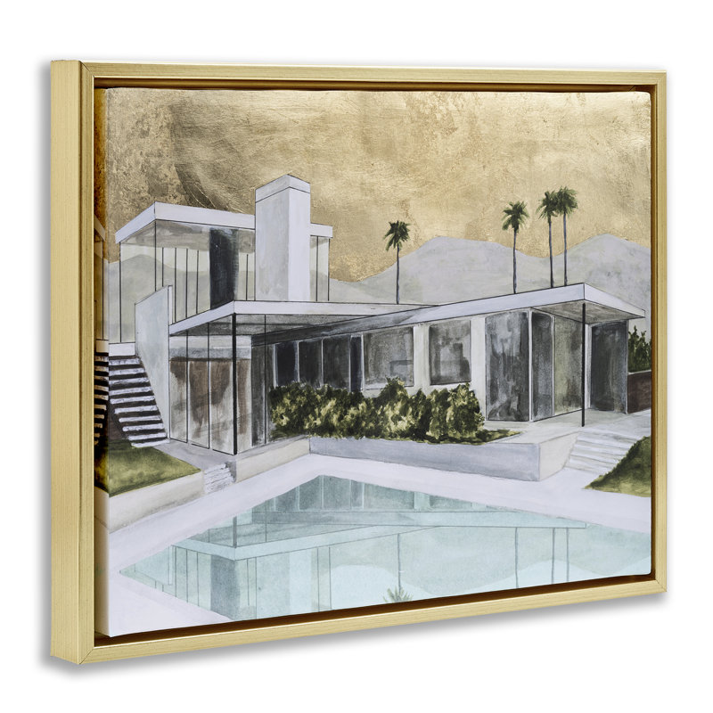 Cadre flottant chic pour piscine tropicale, design par Michael Willett, H 17 po x l 21 po, Cadre flottant métallique doré
