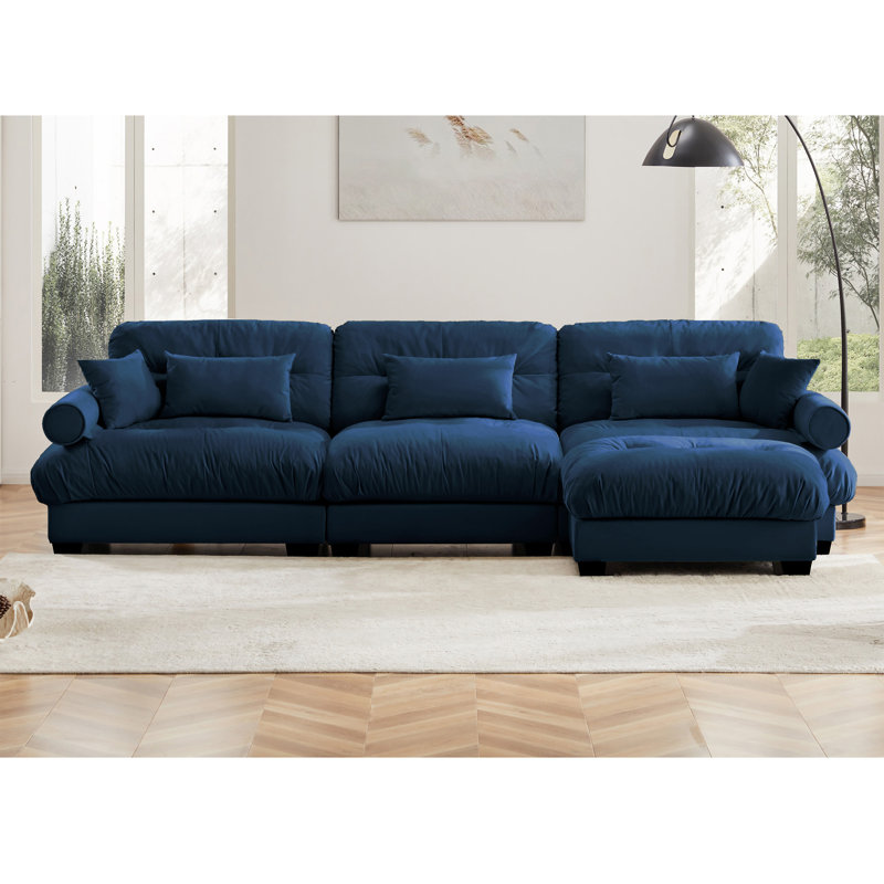 Canapé modulaire en velours surdimensionné Comfort, Bleu
