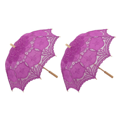 Parasols en dentelle avec parasol et poignée en bois