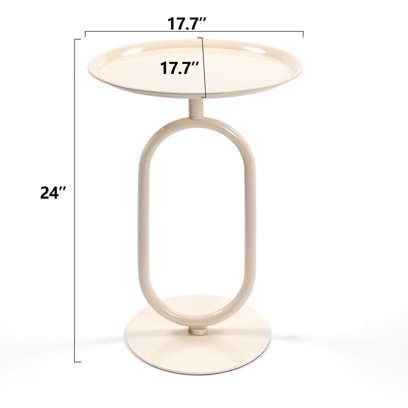 Lantern-shaped Metal End Table, 24.00"H x 17.70"W x 17.70"D, Cream White