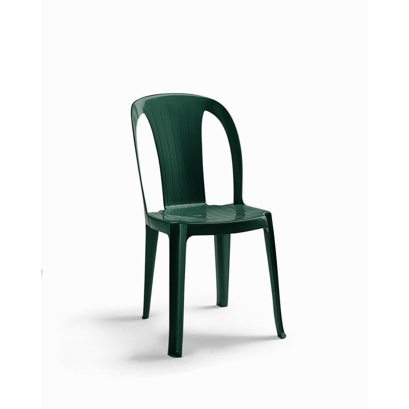 Nevin Stacking Patio Dining Side Chair, Forest Green