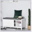 Entryway Shoe Bench Storage Ottoman with Sliding Doors, Adjustable Shelving, 6 Compartments, and Padded Seat, Holds 1 Pairs, White