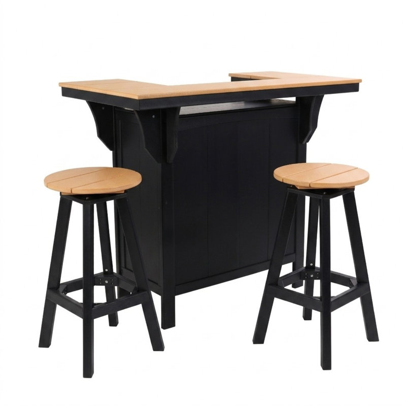 Arine - Ensemble de bar pour la cour arrière (bar + 2 tabourets pivotants)