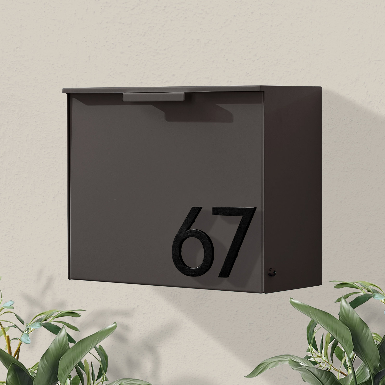 Cubby Wall Mounted Steel Mailbox, Brown, Yes, Black