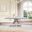 White Modern Faux Marble Top With Double X Mirrored Pedestal Base Dining Table Set-116257427-116257431-122921154