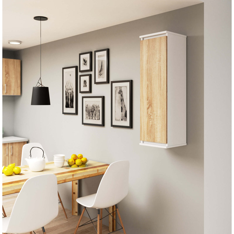 Audean 3 Piece Floating Shelf, White/Oak wood, 99cm H x 30cm W x 30cm D