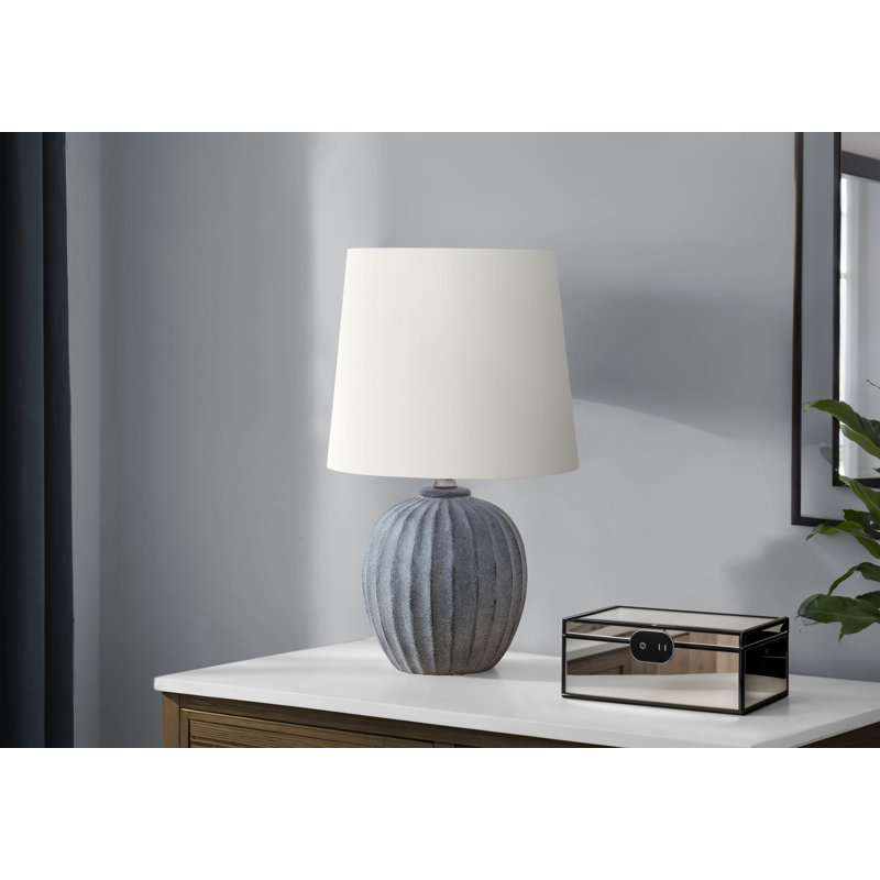 Lighting, 19 po, lampe de table, résine, abat-jour, transitionnel, Crème, crème, Gris