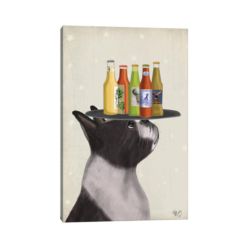 Boston Terrier Beer Lover by Fab Funky - Wrapped Canvas Print, 20.32 cm H x 30.48 cm W