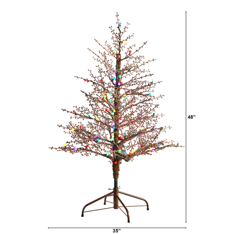 Lighted Artificial Christmas Tree, 4' H