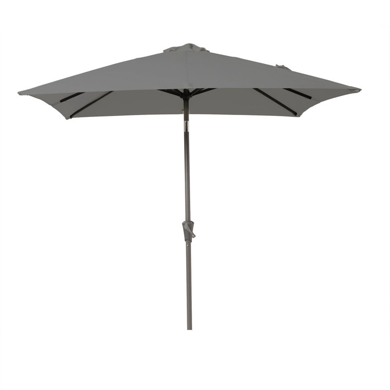 Quinden All Weather Wicker/Rattan 8 - Person with Cushions & Parasol, Grey, Brown