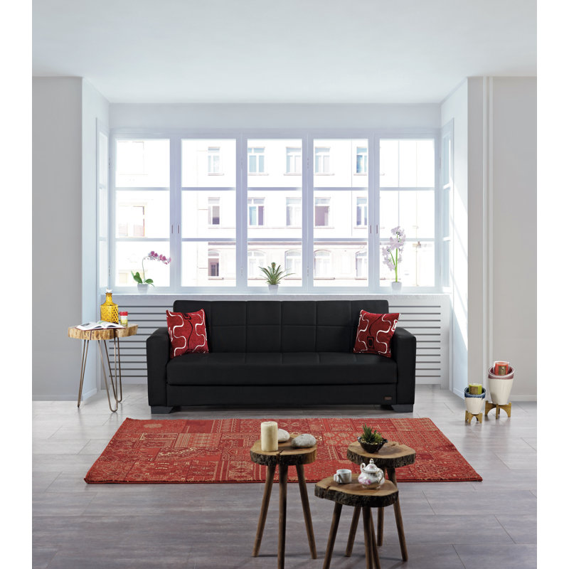 Advika Twin 82'' Upholstered Convertible Sofa, Black