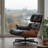 Leather Swivel Upholstered Accent Chair with Ottoman