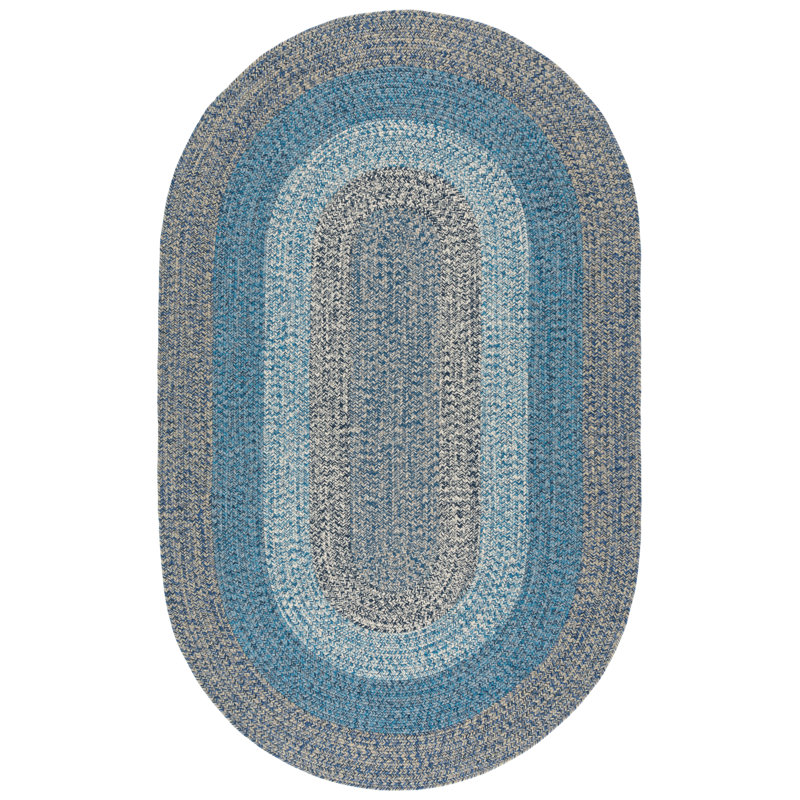 Kion Hand Woven Performance Machine Washable Performance Chevron Indoor/Outdoor Area Rug, Oval 5' x 8'