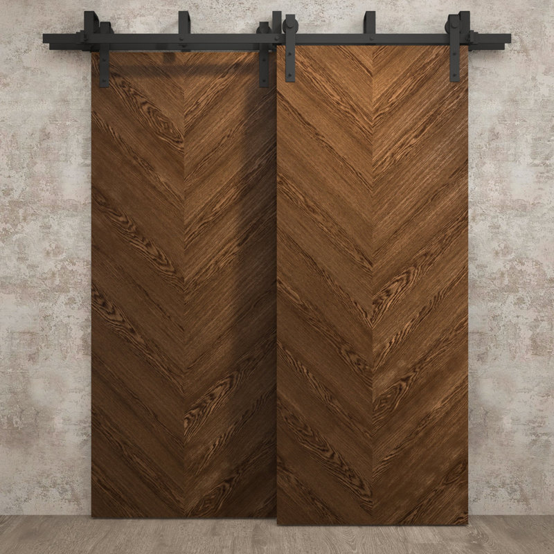 Portes coulissantes de grange coulissantes pour garde-robe | Ego 5005 | Ensemble de quincaillerie Modern Rails | Portes de garde-robe de chambre en bois massif