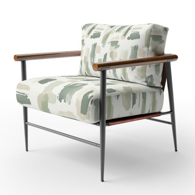 Abstract Accent Chair - Cream Sage Beige Arm Chair
