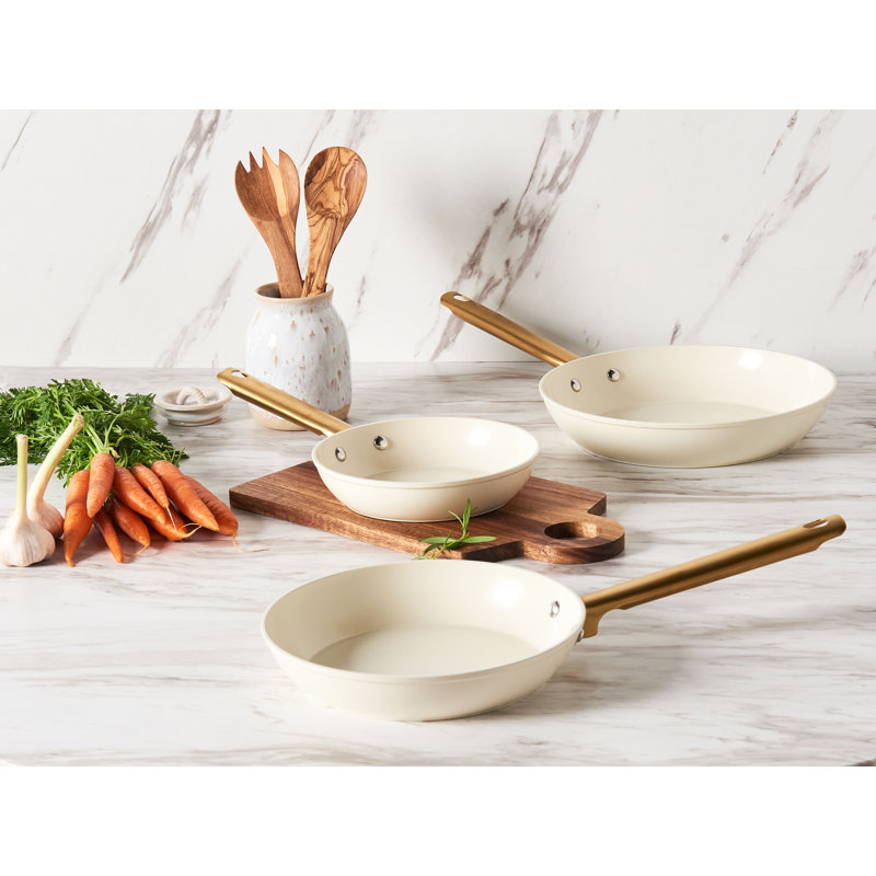 Set of 3 Frying Pans ELITE PRO, Off White