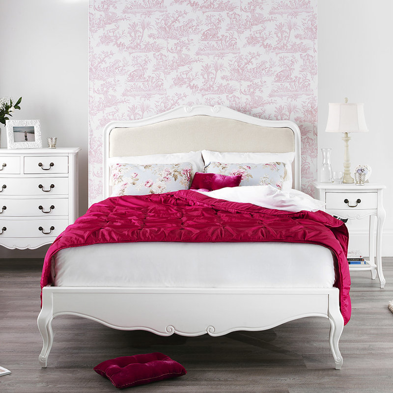 Lemaire Upholstered Bed, Double (4'6), Antique White