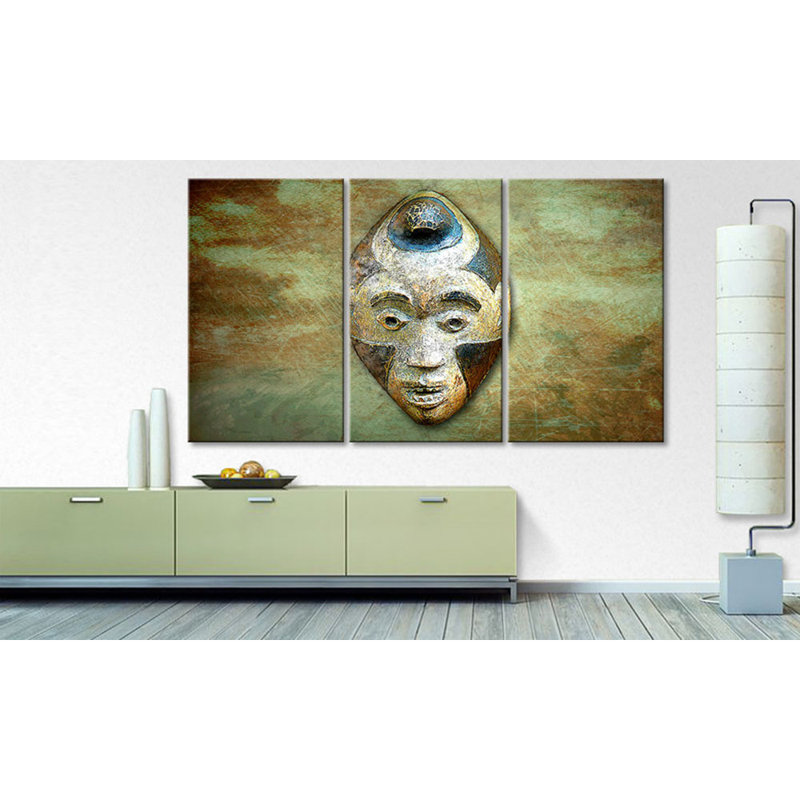 Afro Head - Wrapped Canvas Print, 100 cm H x 180 cm B,  3-part Canvas set