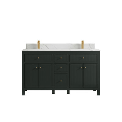 60'' Double Bathroom Vanity with Quartz Top