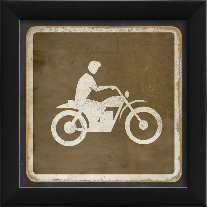 Blue Dirt Biking Poster with Wood Frame and Glass