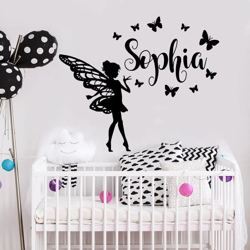 Décalcomanie murale chambre de bébé papillon, Noir