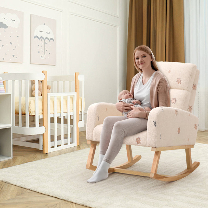 Fauteuil oscillant Teddy, Beige