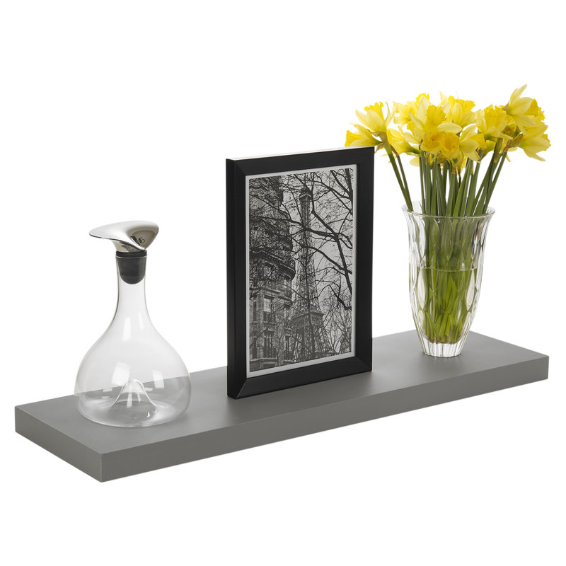 3 Piece Floating Shelf, Grey, 4cm H x 80cm W x 23.5cm D