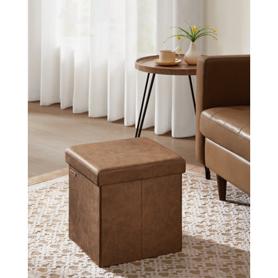 38cm Wide Faux Leather Square Solid Colour Cube Ottoman with Storage