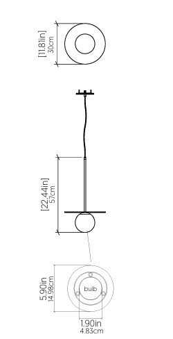 Orbit 1 - Light Pendant, 22.44" H x 11.81" W x 11.81" D, Charcoal