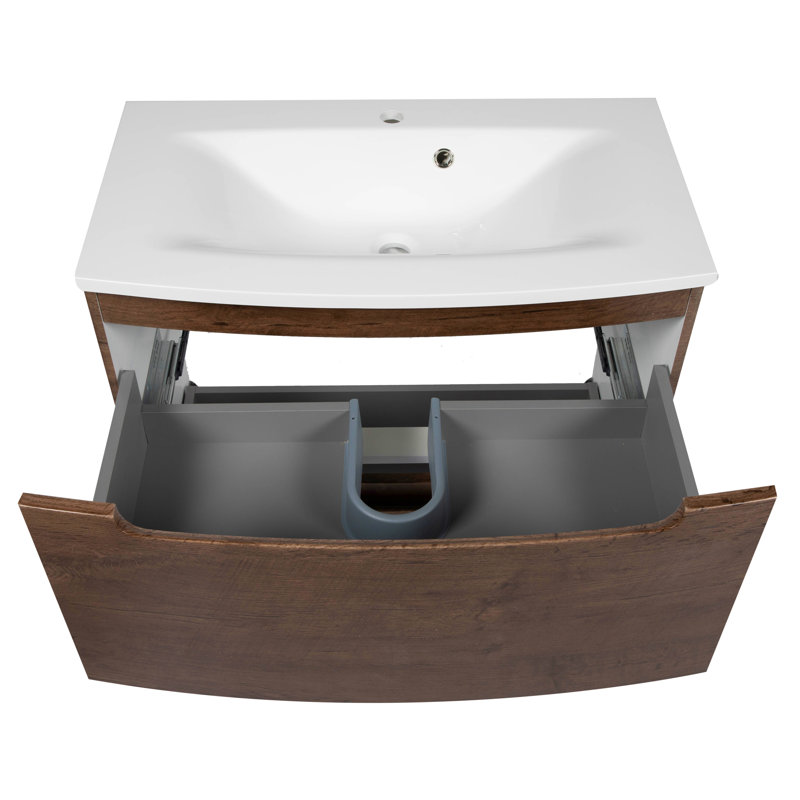 Ensemble de meuble-lavabo simple avec dessus 26,3 po Karigan, Bois de rose