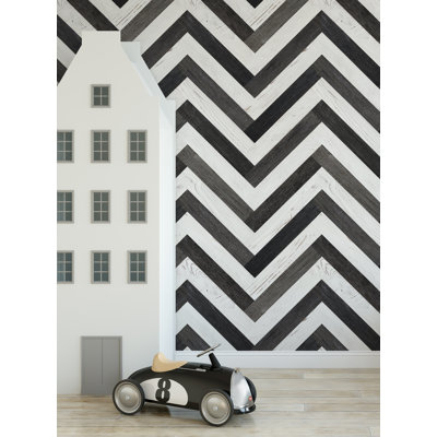 Chevron Striped Wood Peel And Stick Wallpaper