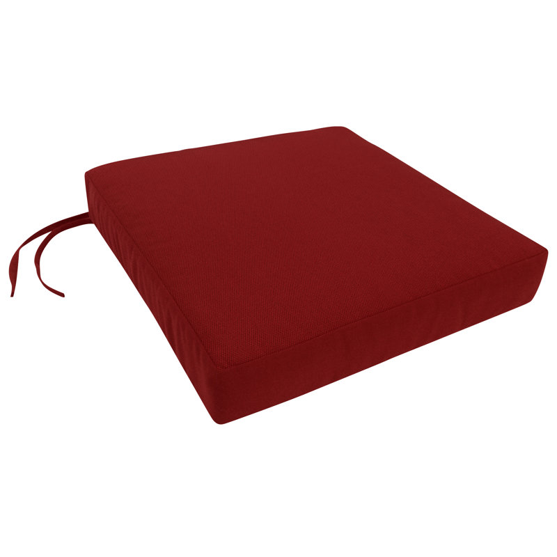 Encinitas Sunbrella Outdoor 3.5'' Dining Chair Cushion, Canvas Jockey Red Sunbrella® Canvas, 3.5" H x 17" W x 17" D