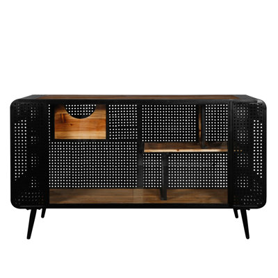 Cat Hut - Conçu pour durer et garder votre coffre-fort en verre trempé de 55,16 po. Maison en bois et fer robustes. Intérieur spacieux pour chats. Aspect brun-noir.