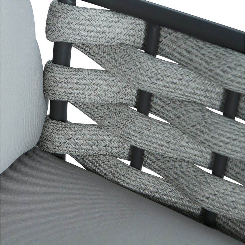 Causeuse et table en acier Mariano, Coussin gris / cadre gris
