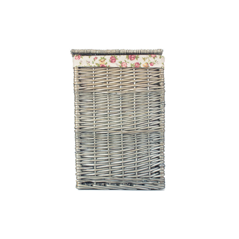 Wicker Antique Wash Laundry Bin with Garden Rose Lining, Small