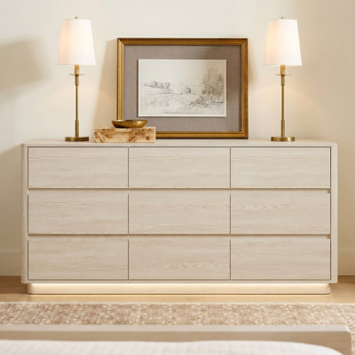 Monterrey 63" W 9-Drawer LED Dresser For Bedroom