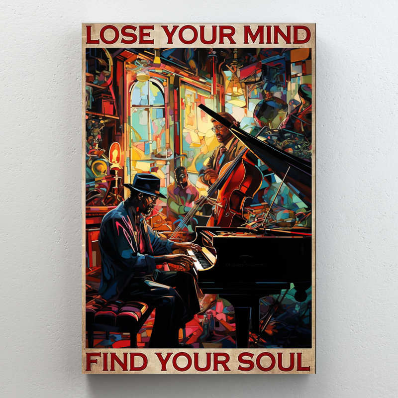«Javantay Man Play Piano Lose Your Mind», reproduction sur toile, H 36 po x l 24 po x P 1,25 po