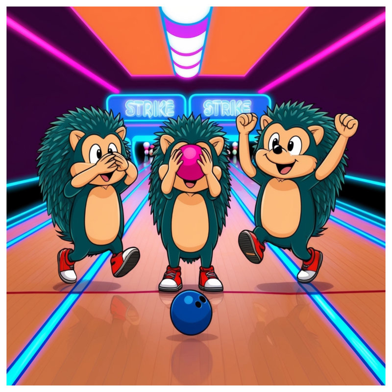 Dessin de l'édredon hérisson Bowling, Très grand lit