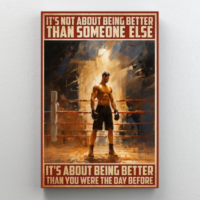 «Boxing Its Not About Being Better» - 1 pièce, «Rectan Boxing Its Not About Being Better», impression sur toile