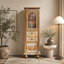 Armoire de rangement Farmhouse Tall Narrow - Armoire à linge en bois rustique avec 2 tiroirs et 2 portes, armoire de plancher de salle de bain autoportante pour salon, couloir, cuisine (rustique)-1364880091