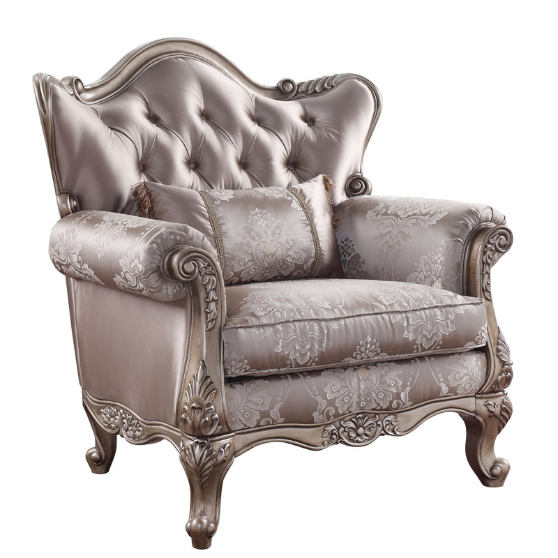 Chaise Jayceon en tissu et finition champagne avec coussin