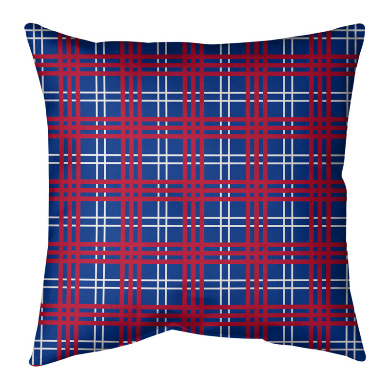 Housse de coussin carré et insert, Bleu / blanc / rouge, Mélange de duvet, 26 po x 26 po