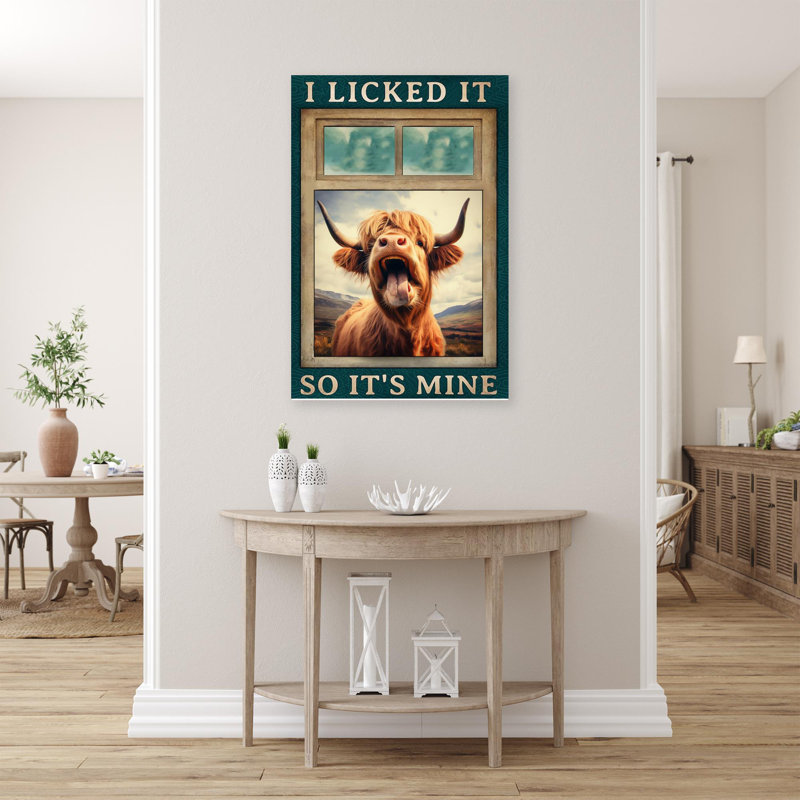 Highland Catt I I Licked It, reproduction d'art graphique sur toile tendue 1 pièce, L 24 po x H 36 po