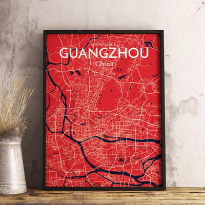 Guangzhou City Map - No Frame Print