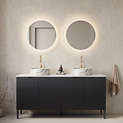 Meuble-lavabo autoportant avec lavabos