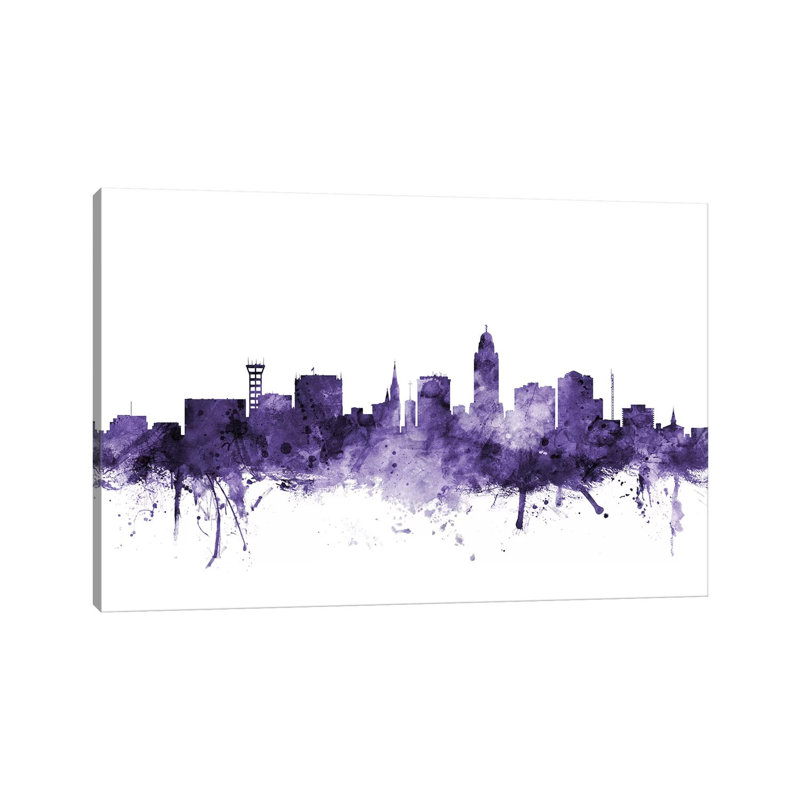 Lincoln, Nebraska Skyline by Michael Tompsett - 1 Piece Wrapped Canvas Wall Art, 101.6 cm H x 66.04 cm W x 3.175 cm D