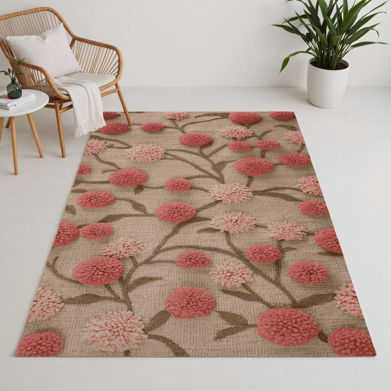 Tapis beige d'intérieur et d'extérieur Botanical, Rectangulaire 3 pi x 5 pi